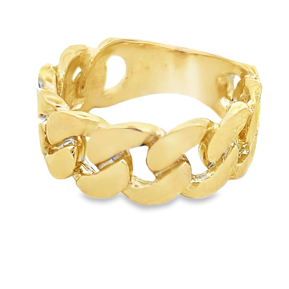 10K Gold Cuban Link Mens Ring 9 HipHopBling
