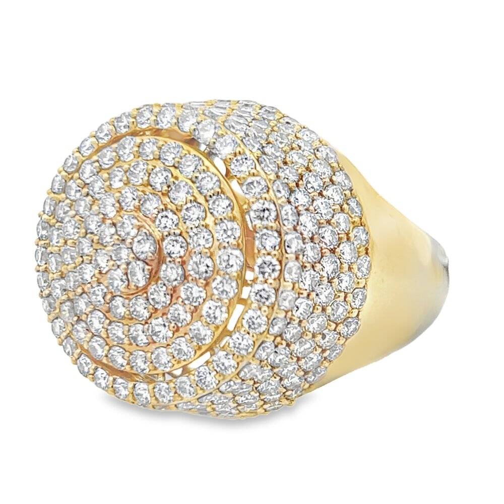 3D Circular Domed Diamond Ring 5.78cttw 10K Yellow Gold HipHopBling