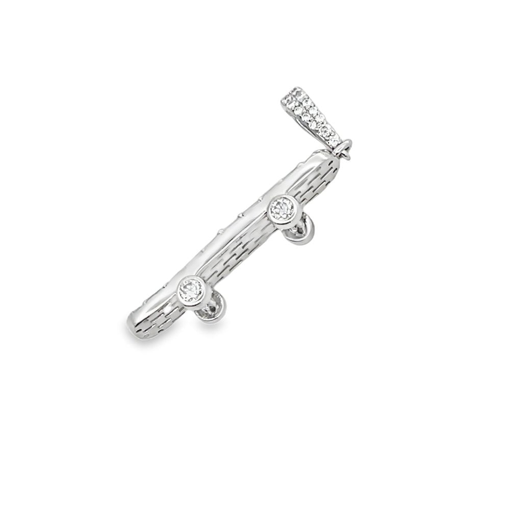 3D Skateboard Emerald Cut 2.65cttw VVS Moissanite Pendant .925 Silver HipHopBling