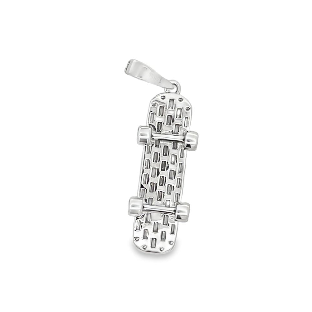 3D Skateboard Emerald Cut 2.65cttw VVS Moissanite Pendant .925 Silver HipHopBling