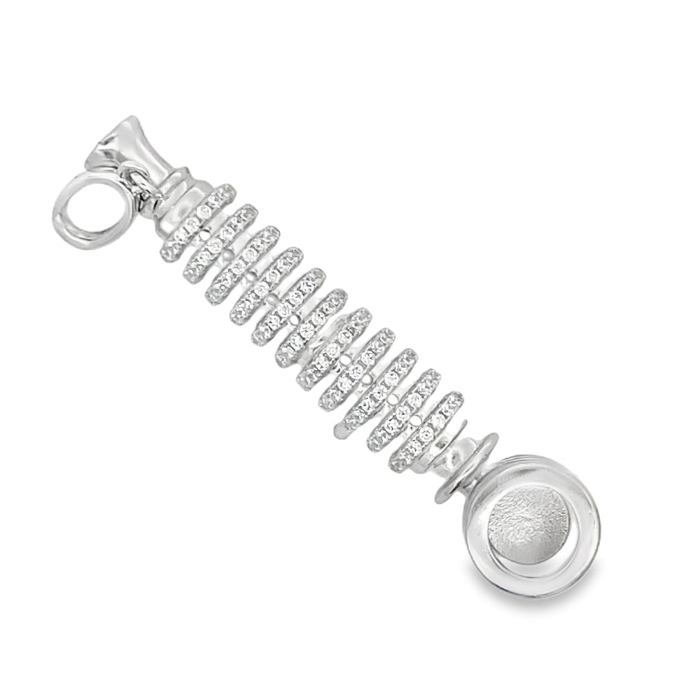 3D Smoking Pipe CZ Pendant .925 Sterling Silver Silver HipHopBling