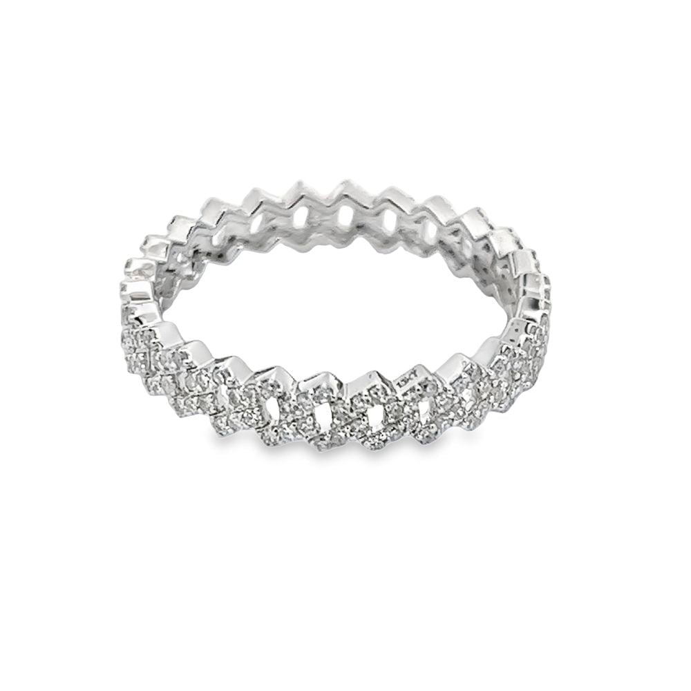 4MM Sharp Cuban Link .50cttw Diamond Ring 10K Gold 10K White Gold HipHopBling