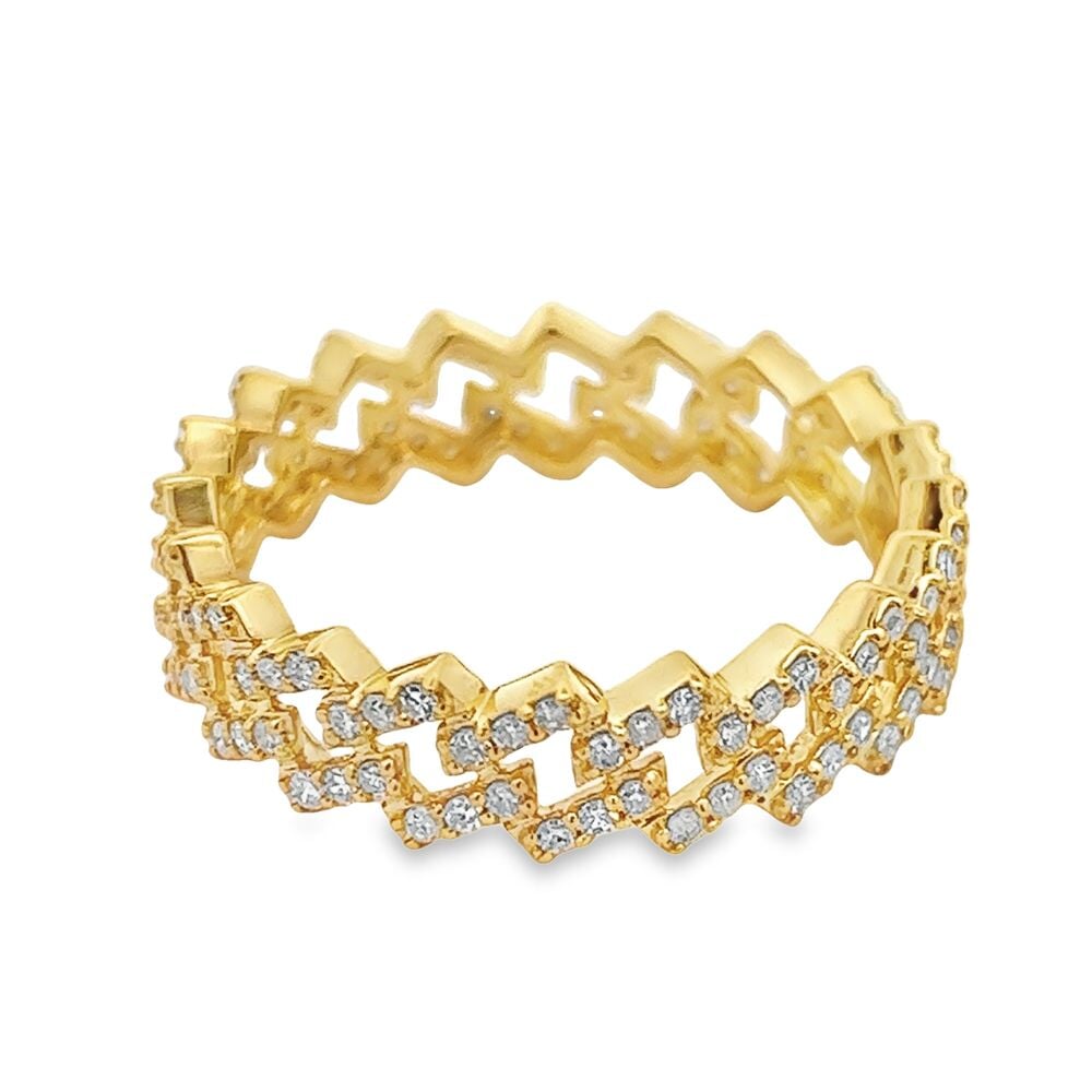6MM Sharp Cuban Link .70cttw Diamond Ring 10K Gold 10K Yellow Gold HipHopBling