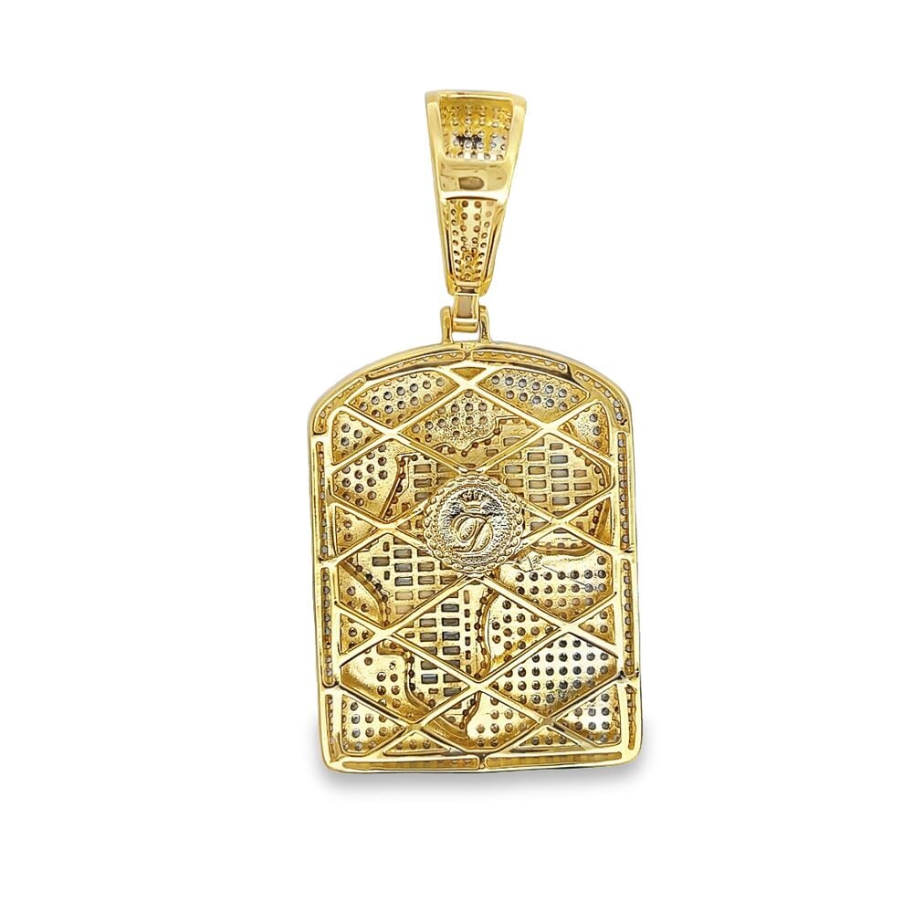 Africa Dog Tag Baguette VVS CZ Hip Hop Bling Bling Pendant Yellow Gold HipHopBling