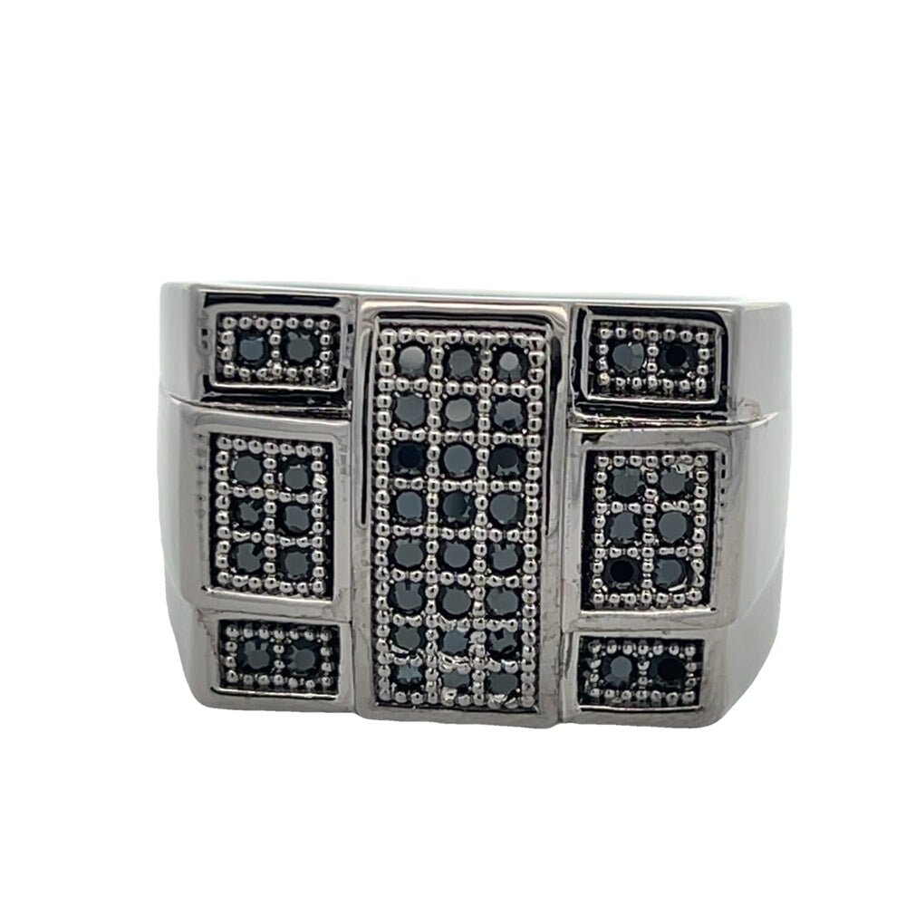 All Black Criss Cross CZ Ring .925 Sterling Silver 8 HipHopBling