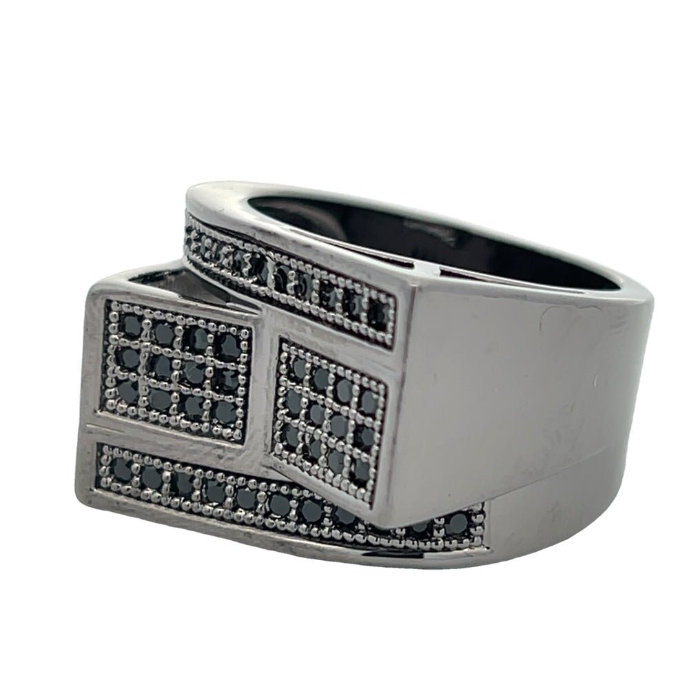 All Black Stacked Bars CZ Ring .925 Sterling Silver 8 HipHopBling