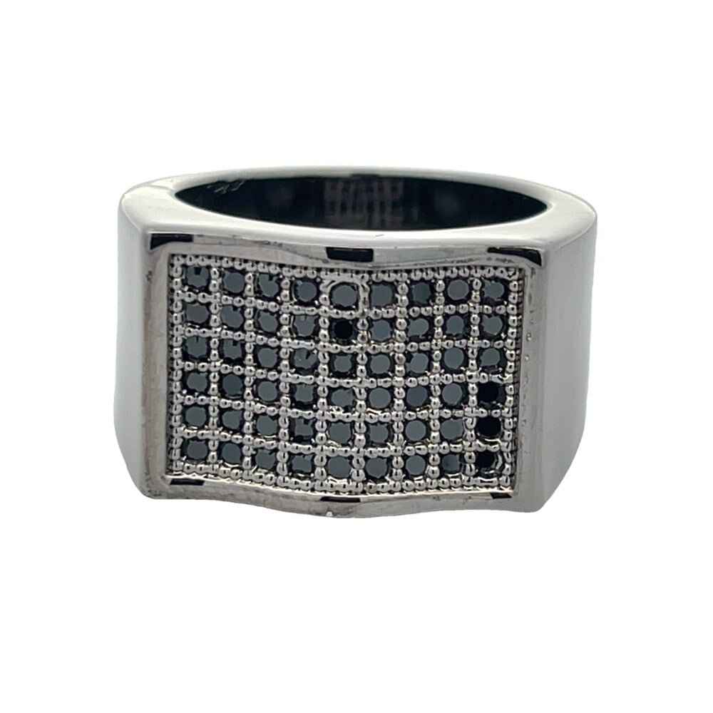 All Black Waves CZ Ring .925 Sterling Silver 8 HipHopBling