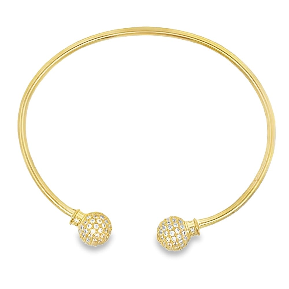 Ball CZ Bracelet .925 Sterling Silver Gold HipHopBling
