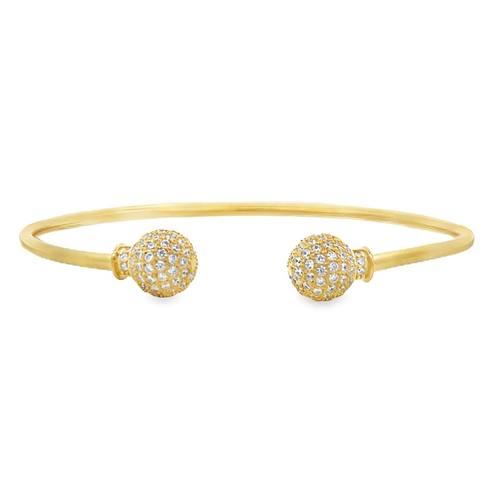 Ball CZ Bracelet .925 Sterling Silver Gold HipHopBling