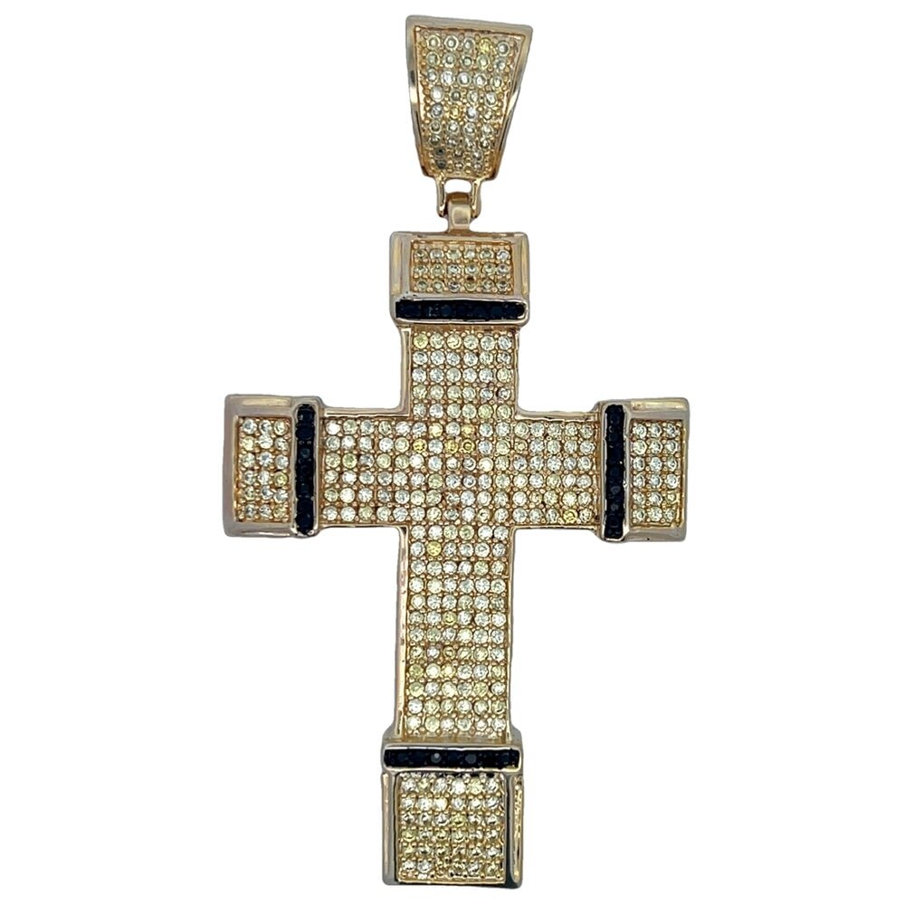 Big Chunk Cross CZ Iced Out Pendant Lemonade HipHopBling
