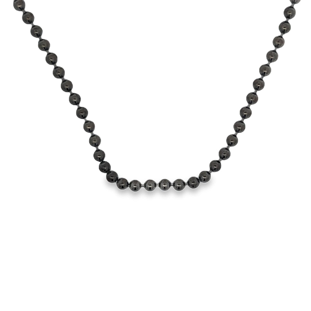 Black 2.5MM Bead Chain .925 Sterling Silver HipHopBling