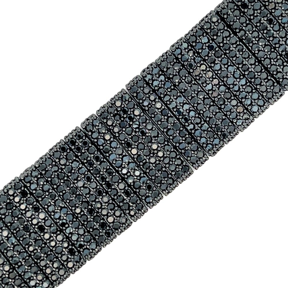 Black 3D 11 Row Link CZ Hip Hop Bracelet HipHopBling
