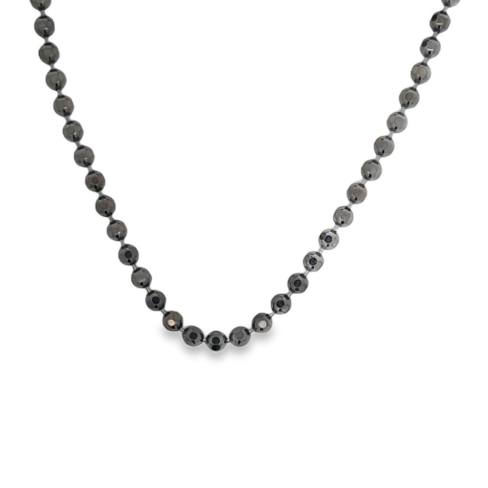 Black Disco Ball Cut 3MM Bead Chain .925 Sterling Silver HipHopBling