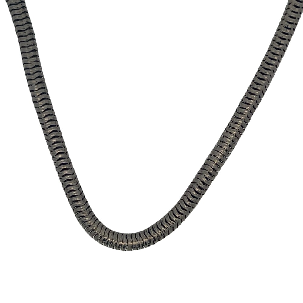 Black Round Snake Chain .925 Sterling Silver HipHopBling
