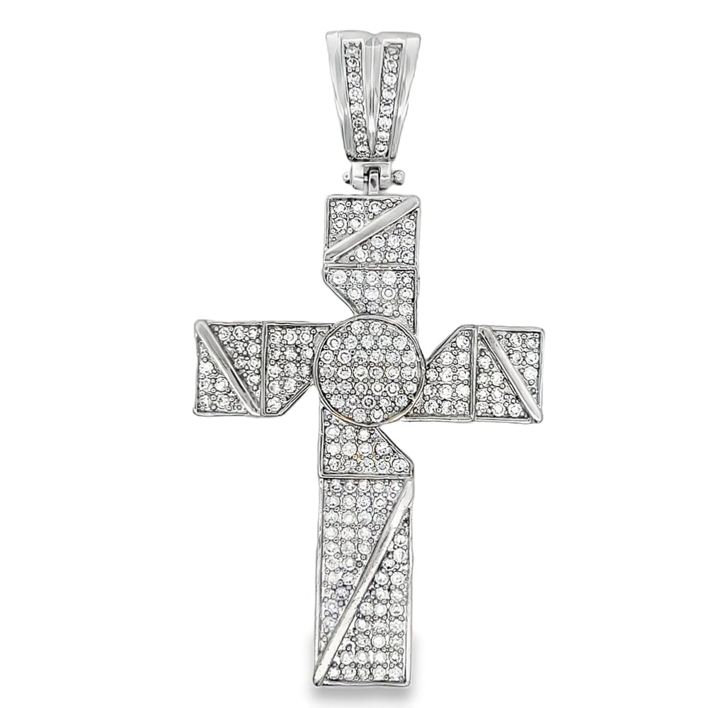 Blade Iced Out Cross CZ Micro Pave Pendant HipHopBling