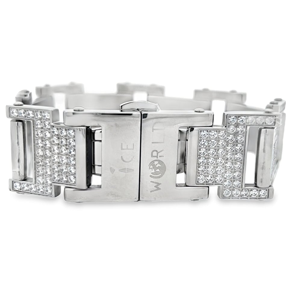 Blocky CZ Iced Out Bracelet Stainless Steel Rose gold HipHopBling