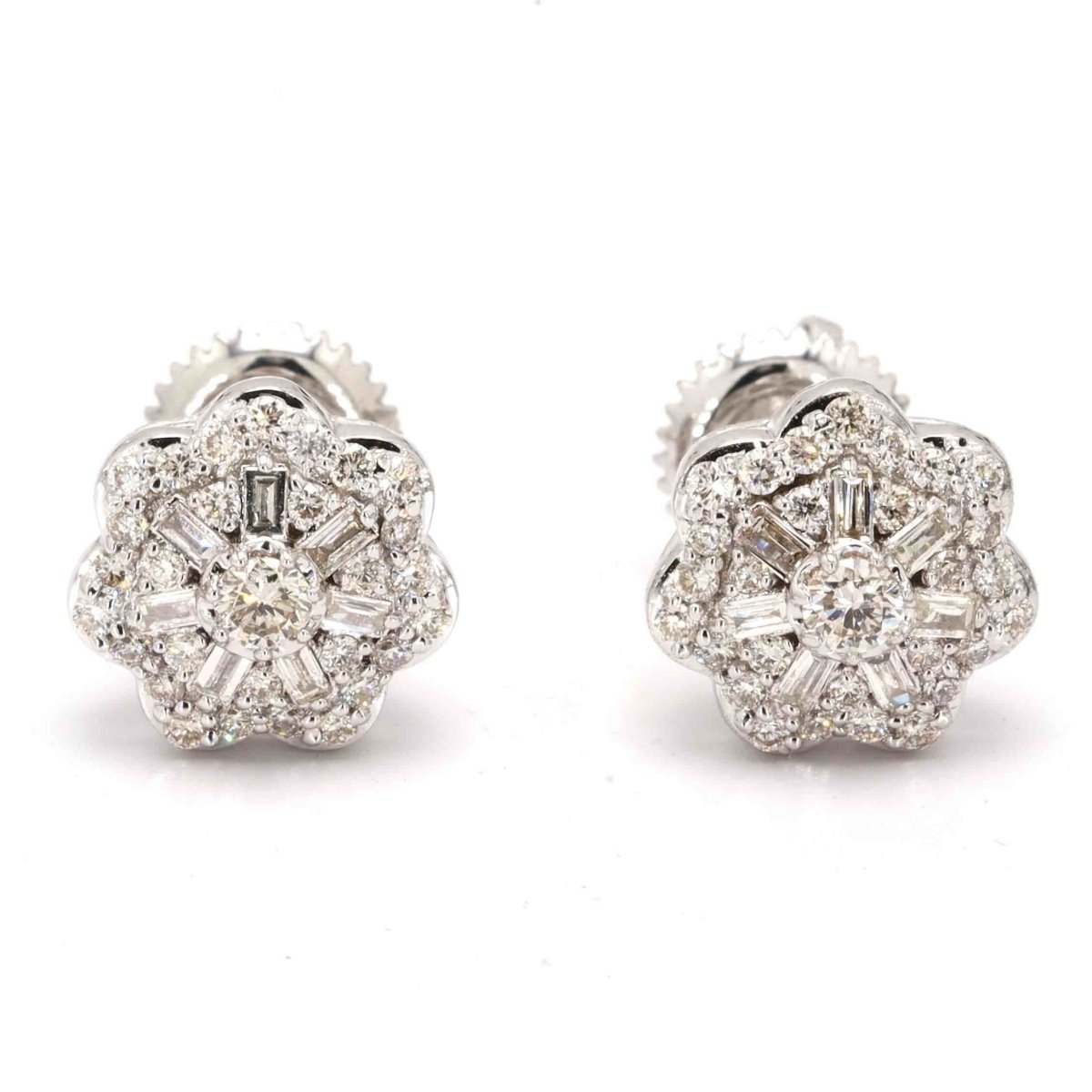 Bubble Baguette Diamond Earrings Solid 14K Gold 14K White Gold 9MM | .46cttw HipHopBling