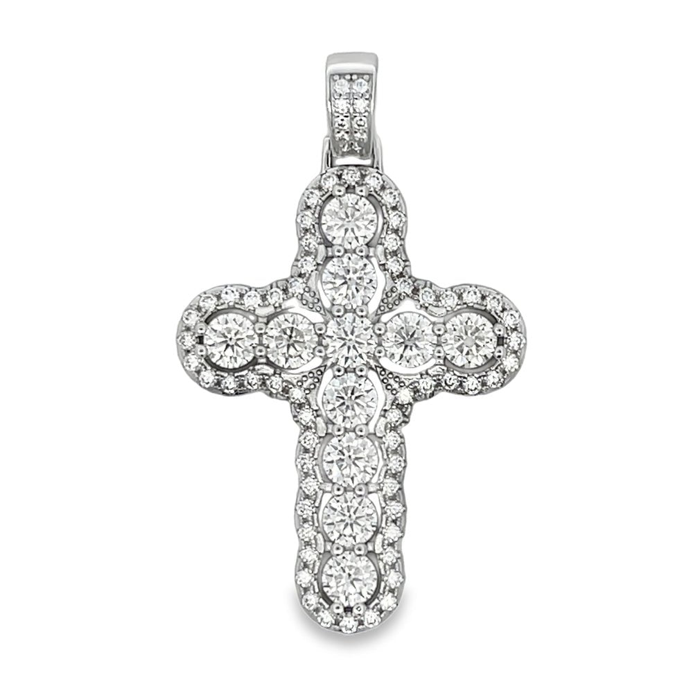 Bubble Cross 6.81cttw VVS Moissanite Pendant .925 Sterling Silver HipHopBling