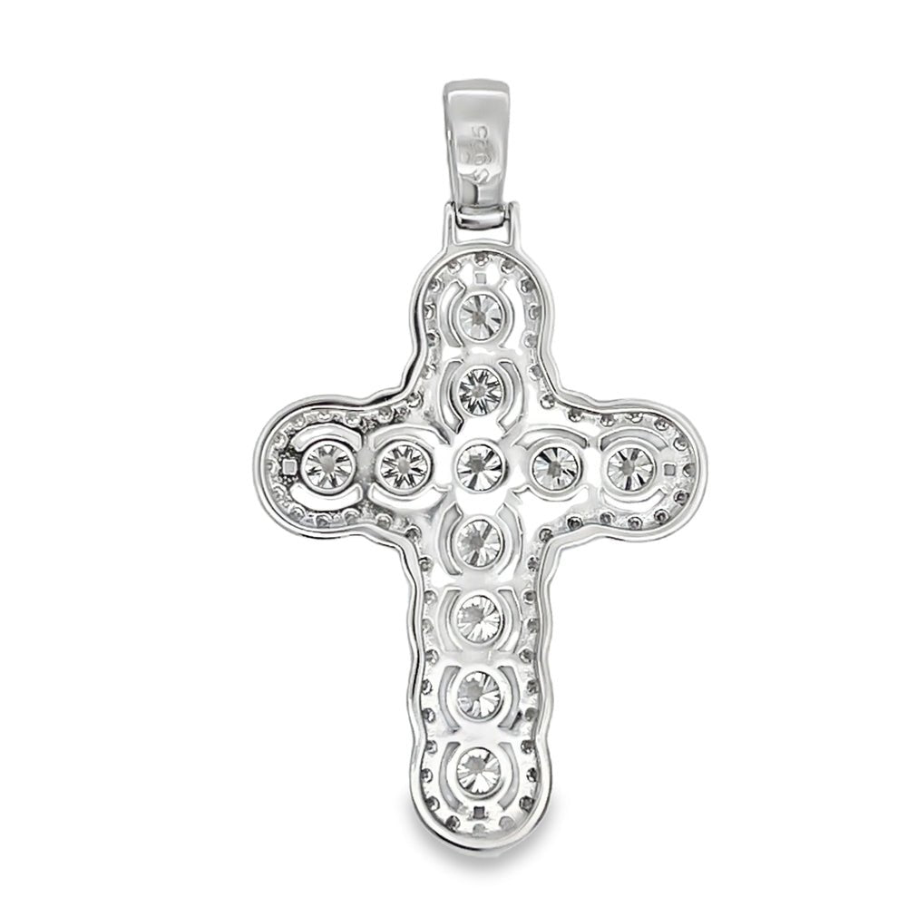 Bubble Cross 6.81cttw VVS Moissanite Pendant .925 Sterling Silver HipHopBling