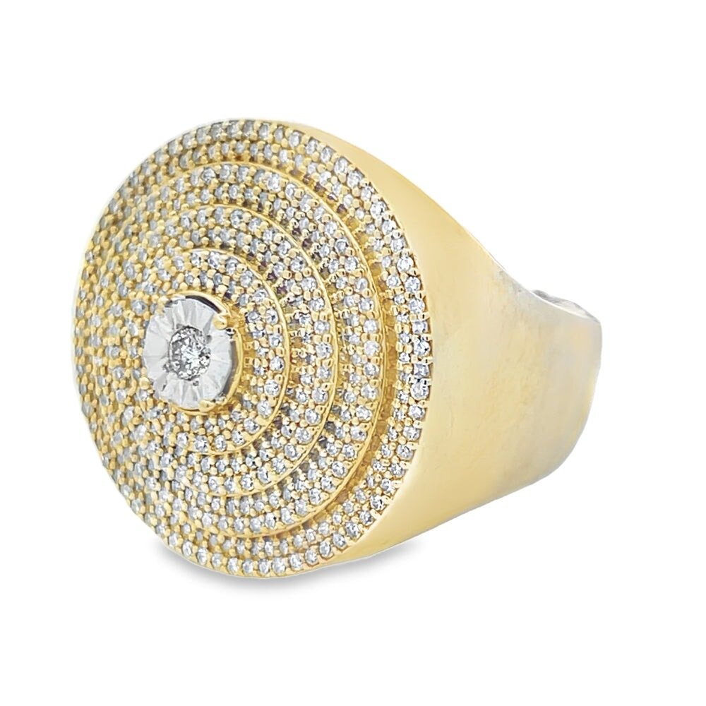 Bullseye .99cttw Diamond Ring 10K Yellow Gold HipHopBling