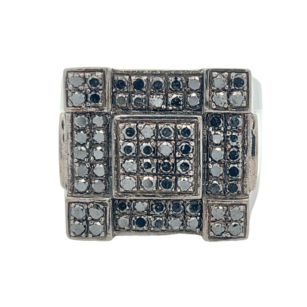 Chunky 1.79cttw Black Diamond Ring .925 Sterling Silver HipHopBling