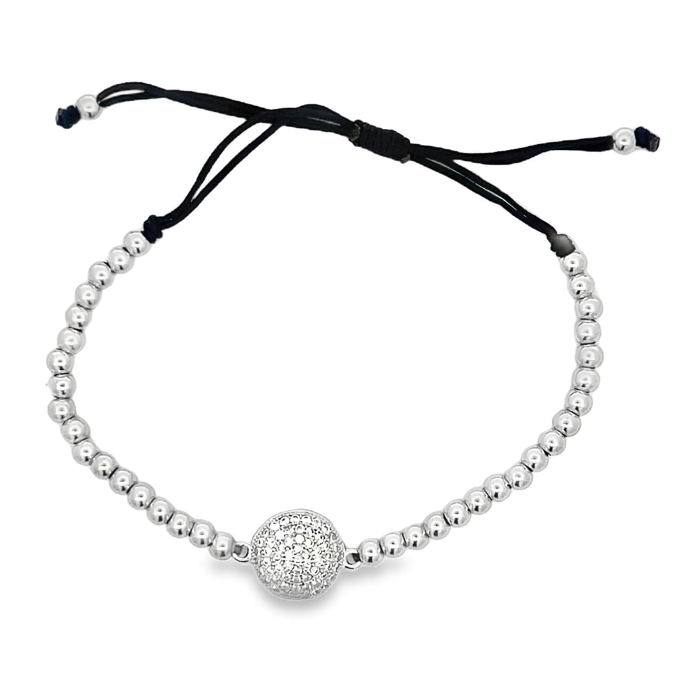 Circle Bead Rope Bracelet .925 Sterling Silver Silver HipHopBling