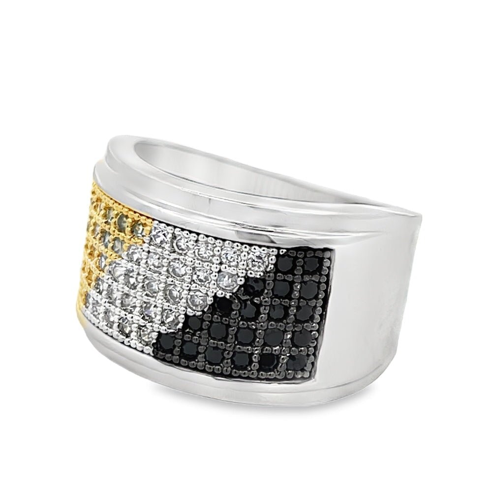 Classic 3 Color Stripe CZ Ring .925 Sterling Silver 8 HipHopBling