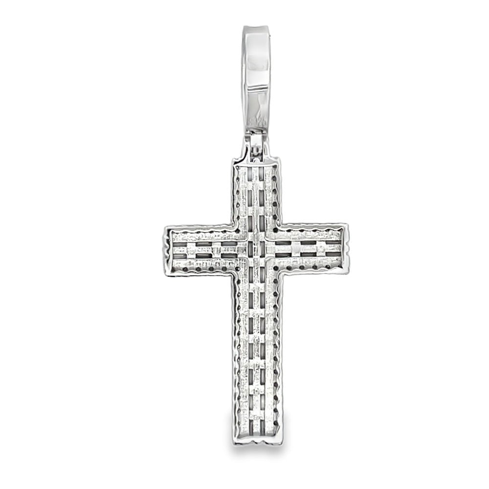 Clean Baguette Cross 1.72cttw VVS Moissanite Pendant .925 Sterling Silver HipHopBling