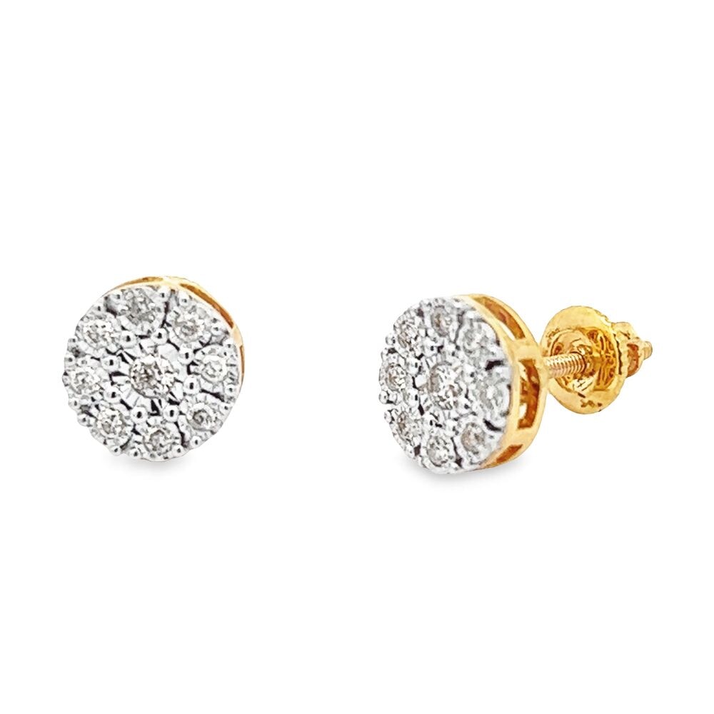 Cluster Miracle Diamond Earrings .20cttw 10K Yellow Gold HipHopBling