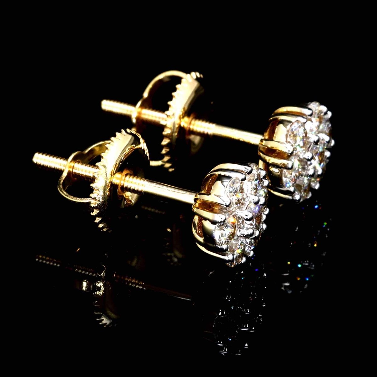 Cluster Round Diamond Earrings Solid 14K Gold 14K Yellow Gold 7MM | .48cttw HipHopBling