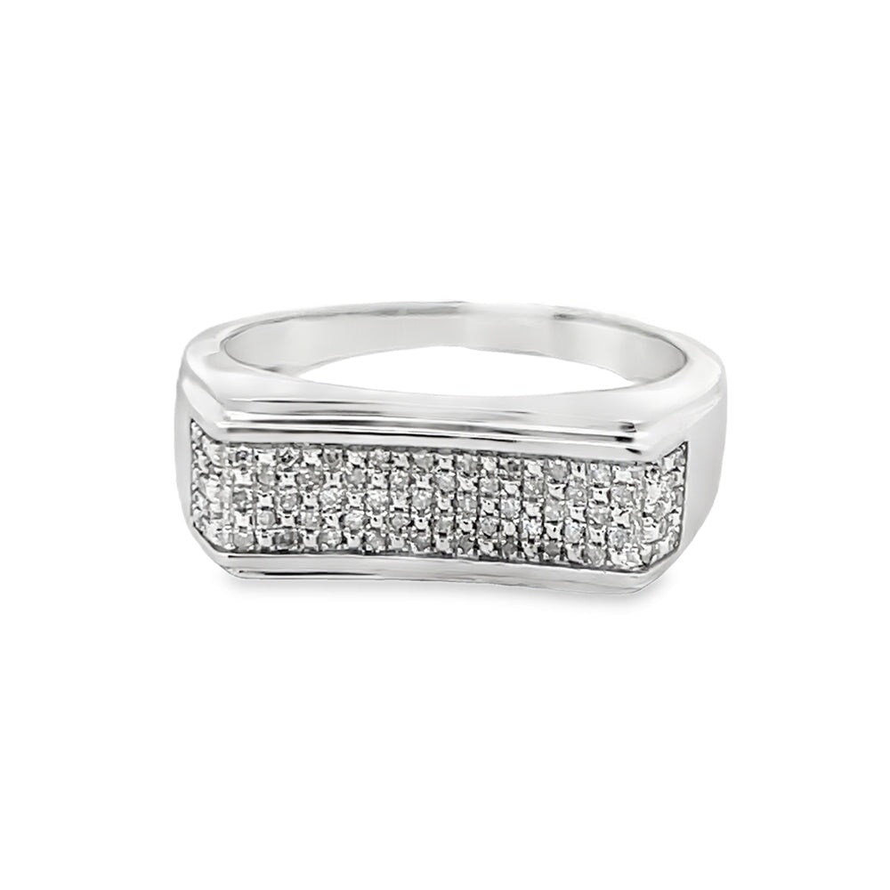 Concave Bar .16cttw Diamond Ring .925 Sterling Silver HipHopBling