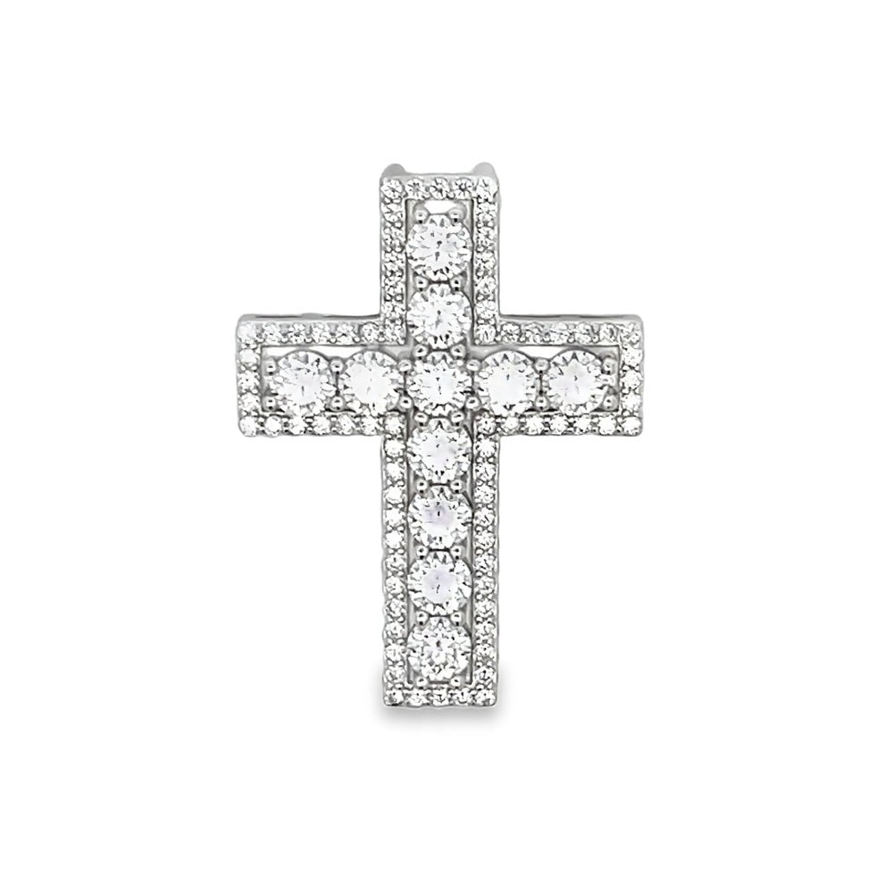 Cross Layer 4.06cttw VVS Moissanite Pendant .925 Sterling Silver HipHopBling