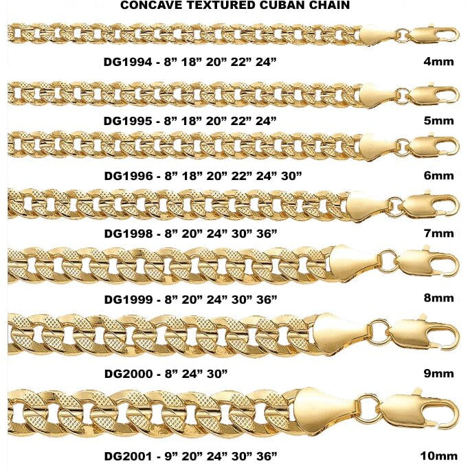 Cuban Curb Frosted Concave Gold Plated Chain Necklace 4MM 8" Bracelet HipHopBling