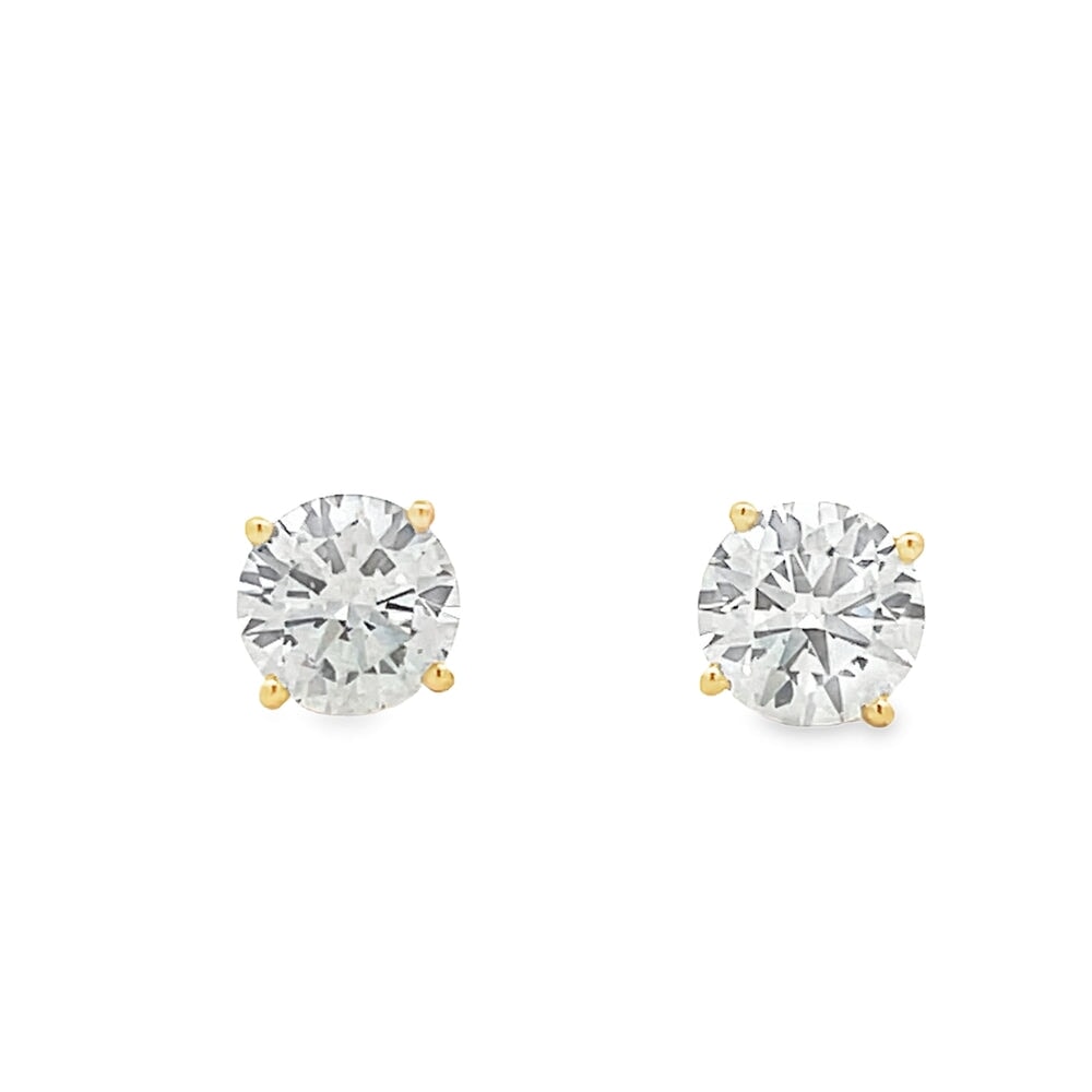 CVD Lab Grown Diamond Stud Earrings in Solid 14K Gold 14K Yellow Gold 4MM (.50 - 60 Carats) HipHopBling