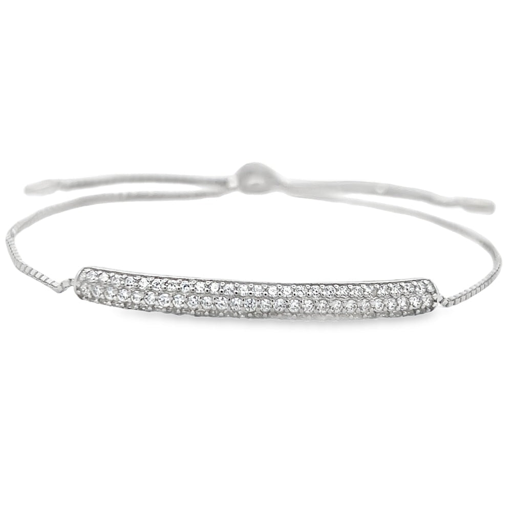 CZ ID Bolo Bracelet .925 Sterling Silver Silver HipHopBling
