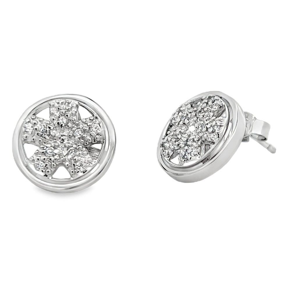 CZ Spinning Wheel Fat Spoke Rim Earrings .925 Sterling Silver HipHopBling