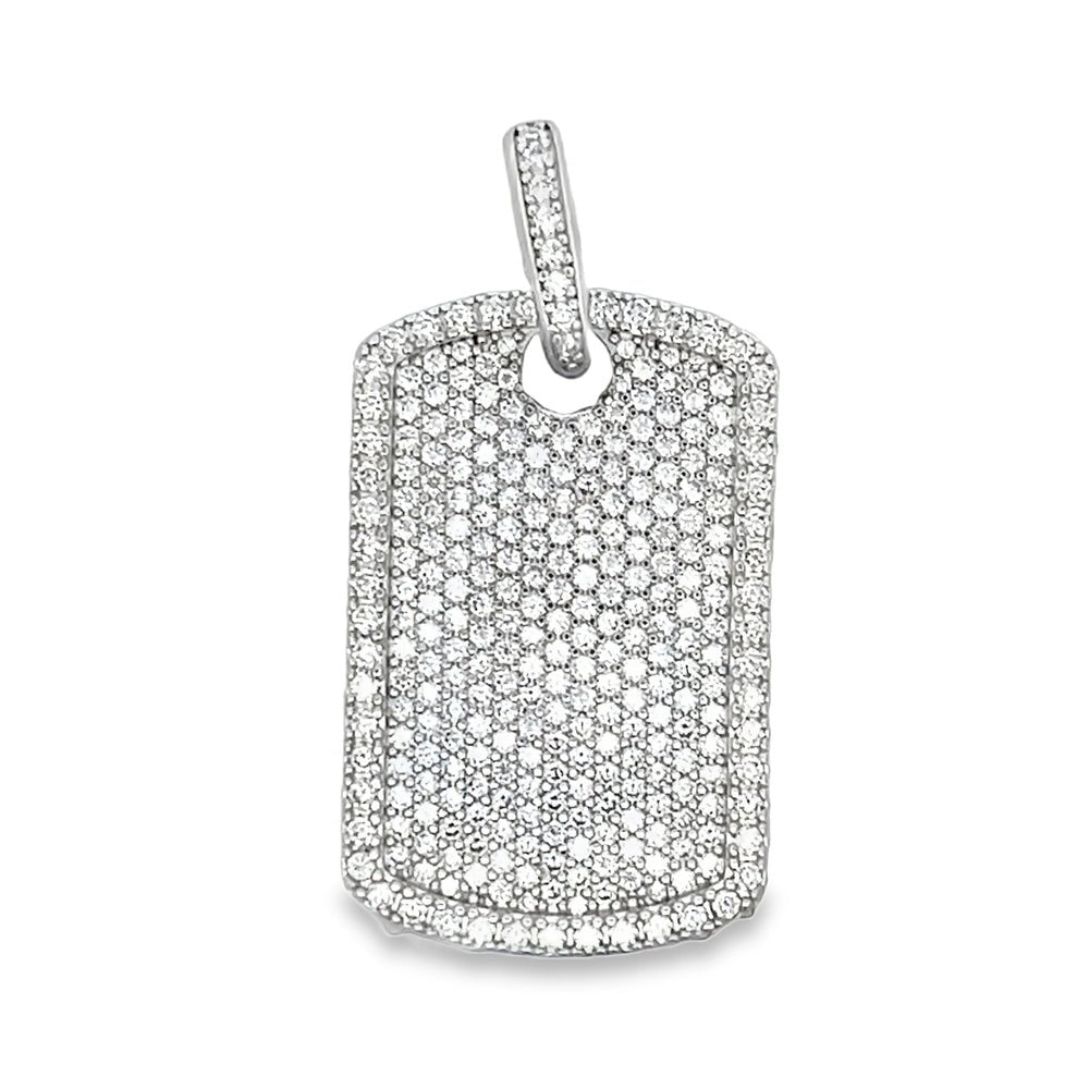 Dog Tag 3.86cttw VVS Moissanite Pendant .925 Sterling Silver HipHopBling