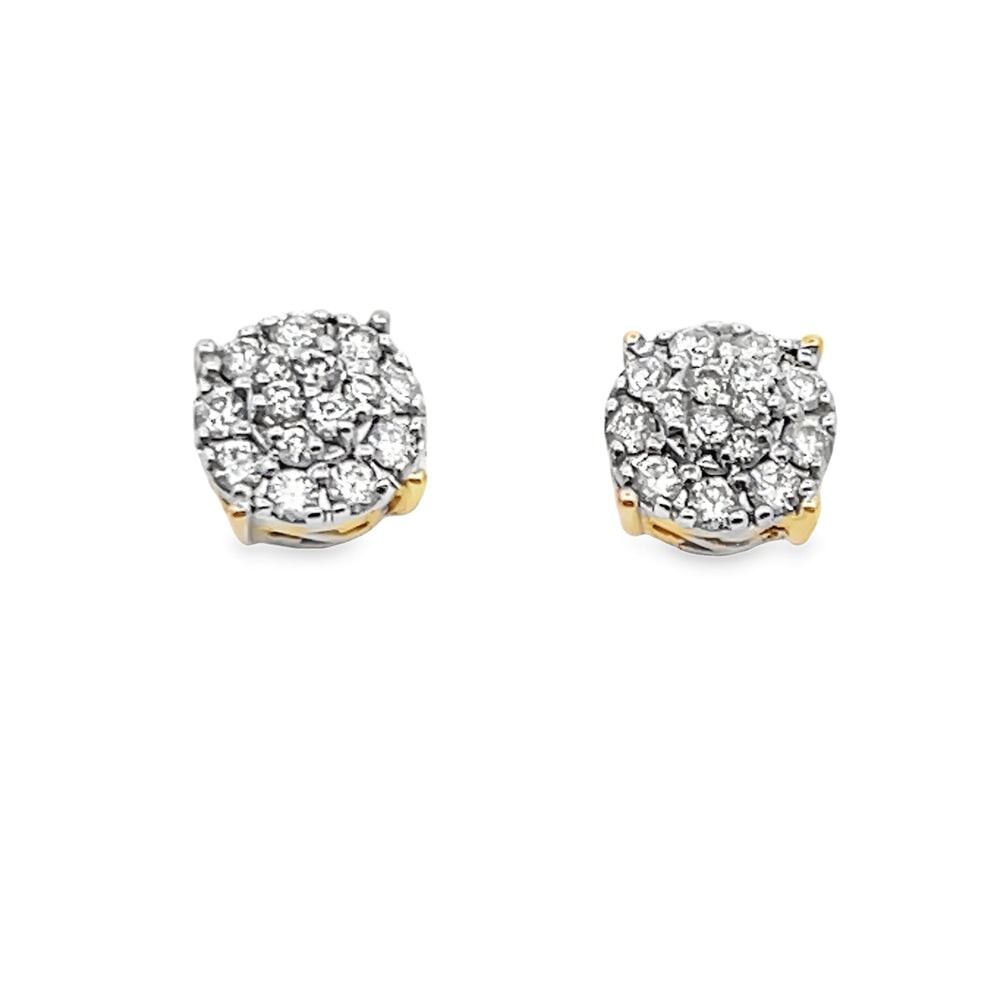 Double Circle Diamond Earrings .50cttw 14K Yellow Gold HipHopBling