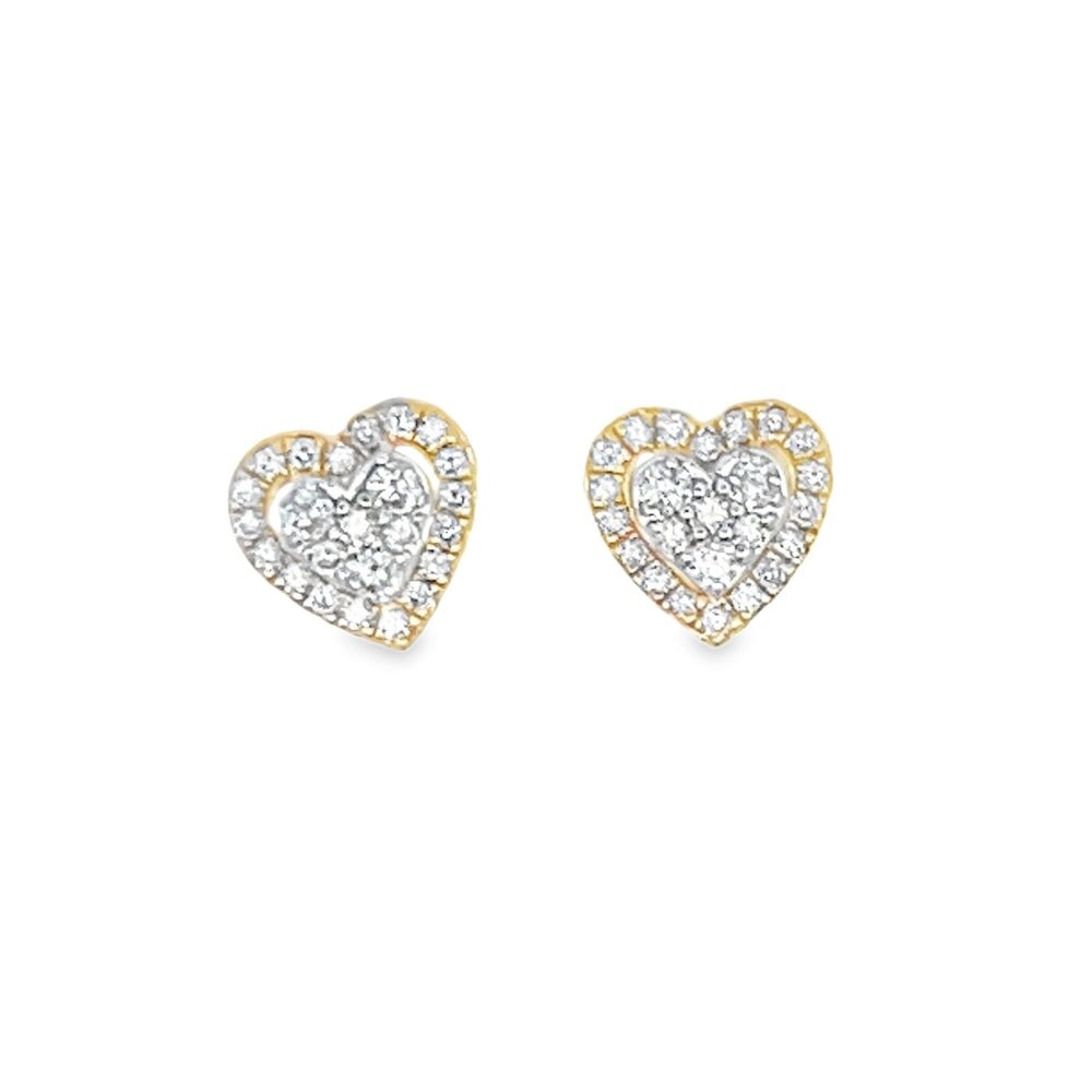 Double Heart Diamond Earrings .50cttw 14K Yellow Gold HipHopBling