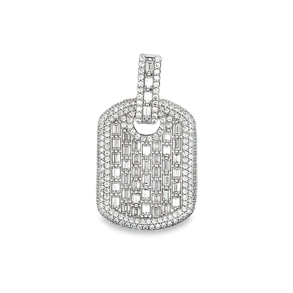 Emerald Cut Dog Tag 4.1cttw VVS Moissanite Pendant .925 Sterling Silver HipHopBling