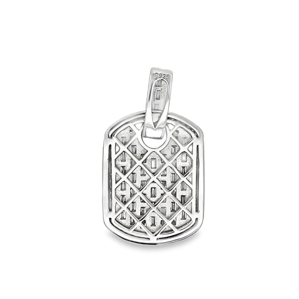 Emerald Cut Dog Tag 4.1cttw VVS Moissanite Pendant .925 Sterling Silver HipHopBling