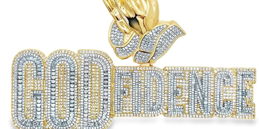 GODfidence Prayer Hands CZ Iced Out Pendant Gold HipHopBling