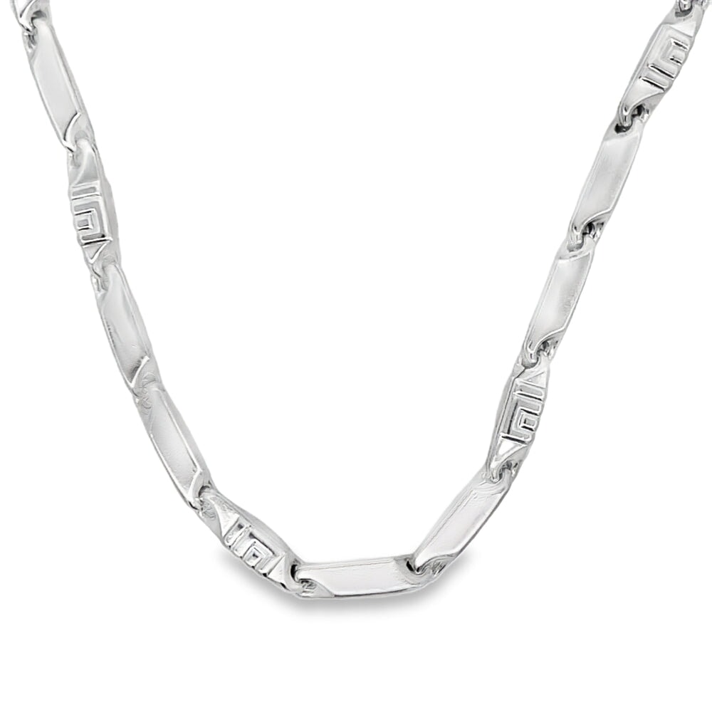 Greek Bars Link Chain .925 Sterling Silver HipHopBling