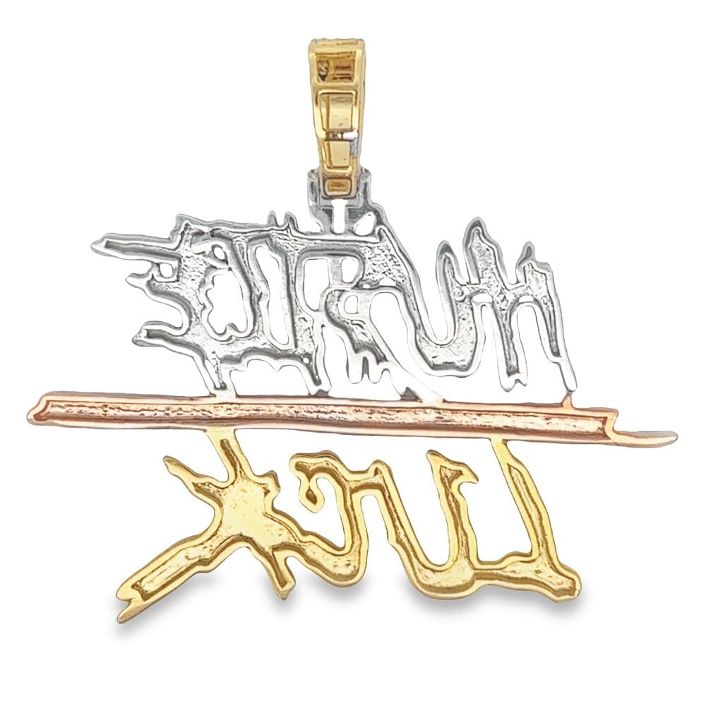 Hustle Luck 3.50cttw Diamond Pendant 3 Tone 10K Gold HipHopBling