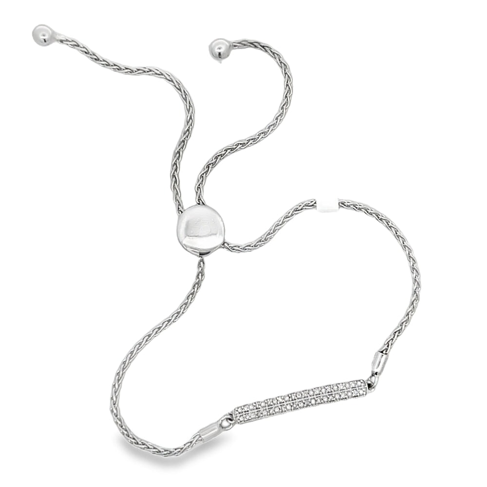 ID Link .10cttw Diamond Bolo Bracelet .925 Sterling Silver HipHopBling