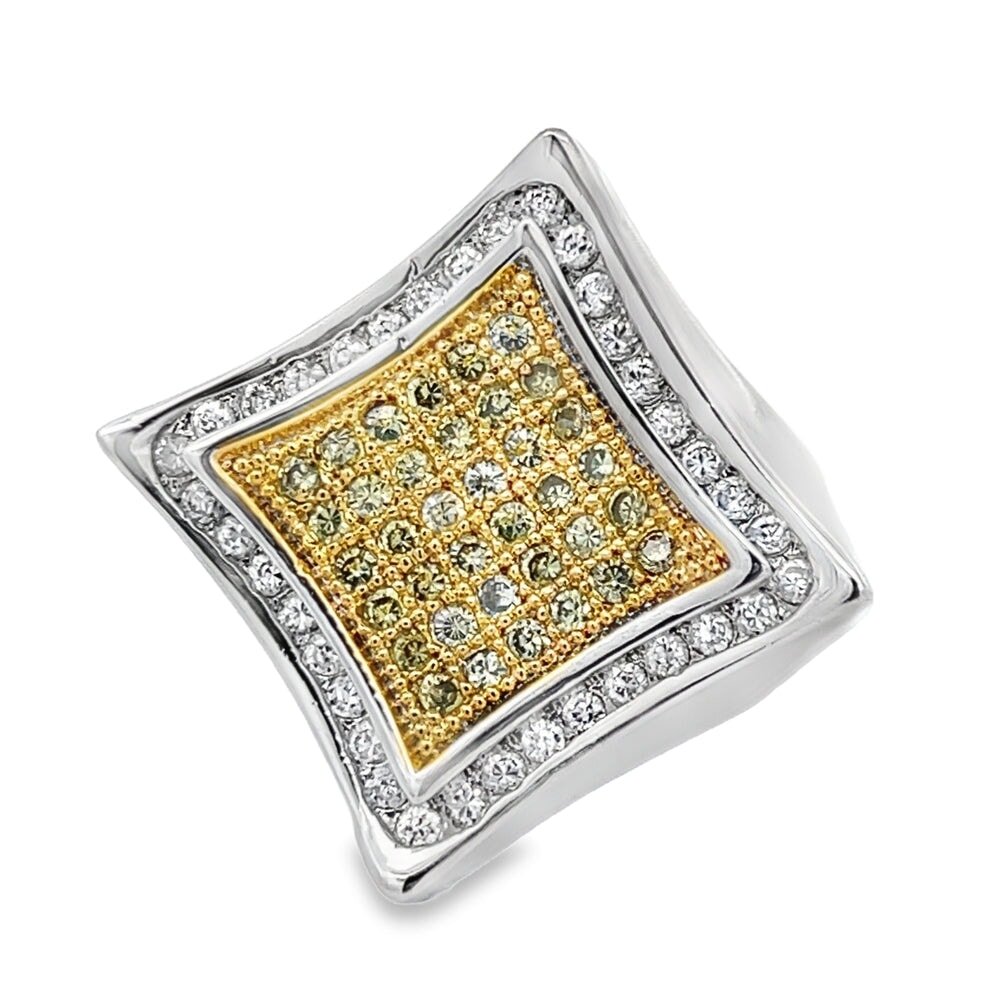 Kite Halo Yellow & White CZ Ring .925 Sterling Silver 8 HipHopBling