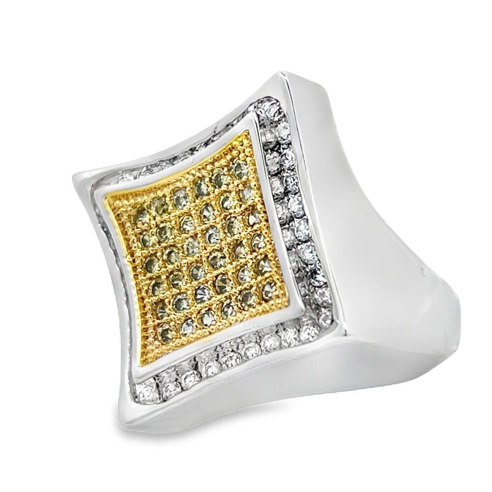 Kite Halo Yellow & White CZ Ring .925 Sterling Silver 8 HipHopBling