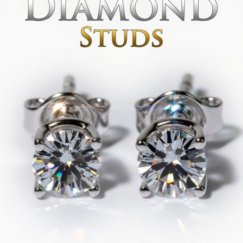 Lab Grown Diamond Stud Earrings .925 Sterling Silver Screw Back 4MM (.50-60 Carats) HipHopBling