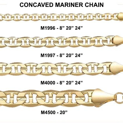 Mariner Concave Gold Plated Chain Necklace 6MM 8" Bracelet HipHopBling