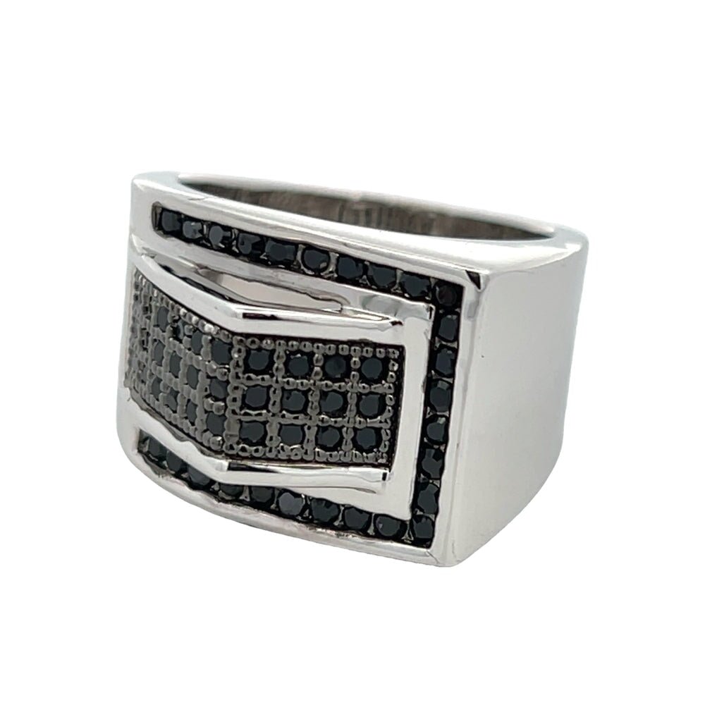 Modern Black CZ Ring .925 Sterling Silver 8 HipHopBling